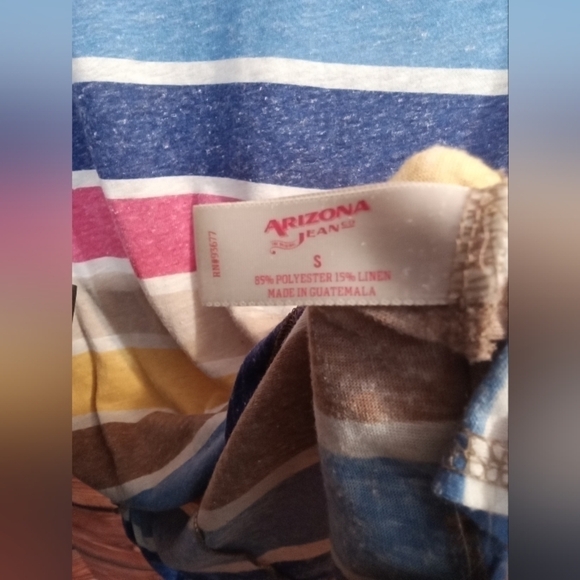 Arizona jeans striped short sleeve tee with pocket small women's - Picture 5 of 8